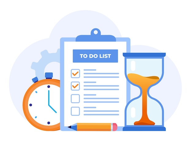 To do list agenda promemoria destinazione segno di spunta gestione timeline business planner piatto vettoriale banner per sito web landing page