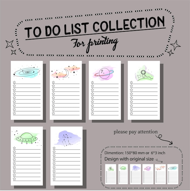 Vector to do list collection for printing