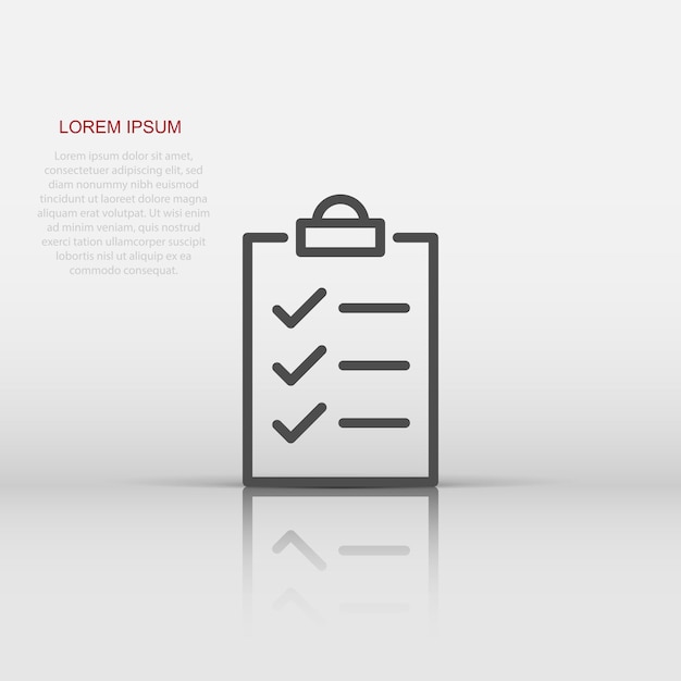 To do list icon in flat style Document checklist vector illustration on white isolated background Notepad check mark business concept