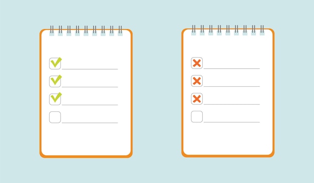 To do list icon. A notebook with a completed and unfinished to-do list.