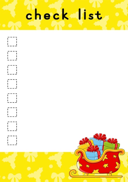 To do list for kids empty template check list