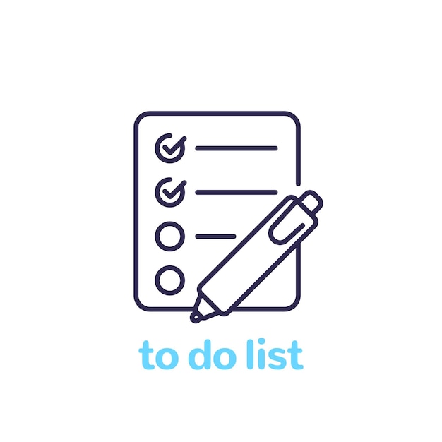 Vector to do list line icon