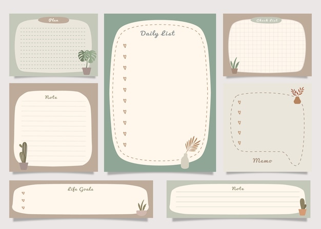 To do list note pack with boho plant illustration