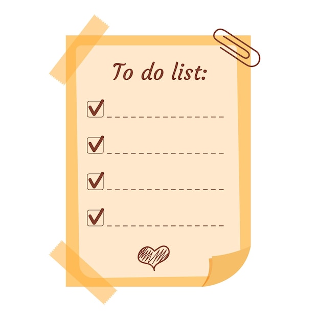 Vector to do list note template for planning with pin and sticky tapes cozy design schedule daily planner