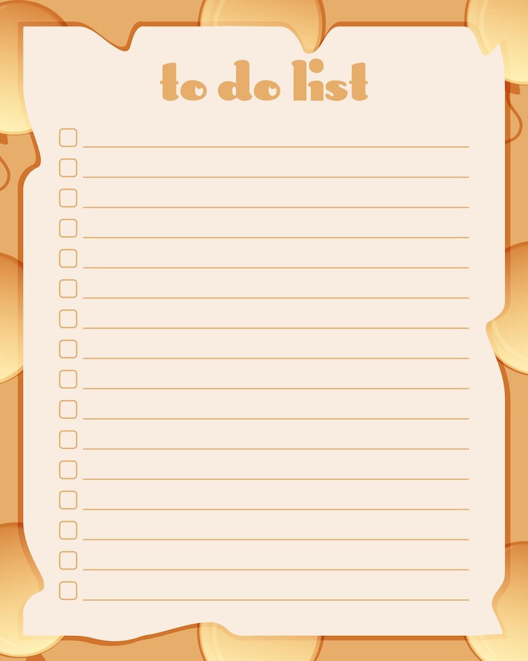 Vector to do list planner template. orange background with balloons