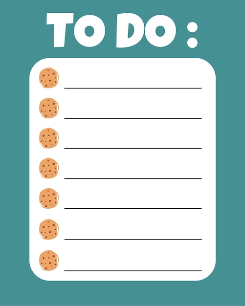 To do list template. Organizer and Schedule with place for Notes. Good for Kids.