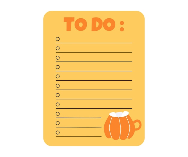 To do list template. Organizer and Schedule with place for Notes. Good for Kids.