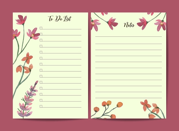 To do list template watercolor flower