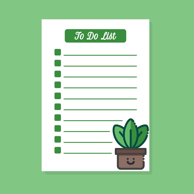 to do list template with cute leave on pot