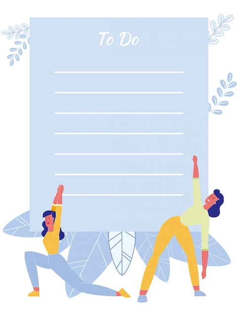 To Do List with Beautiful Sporty Cartoon Women