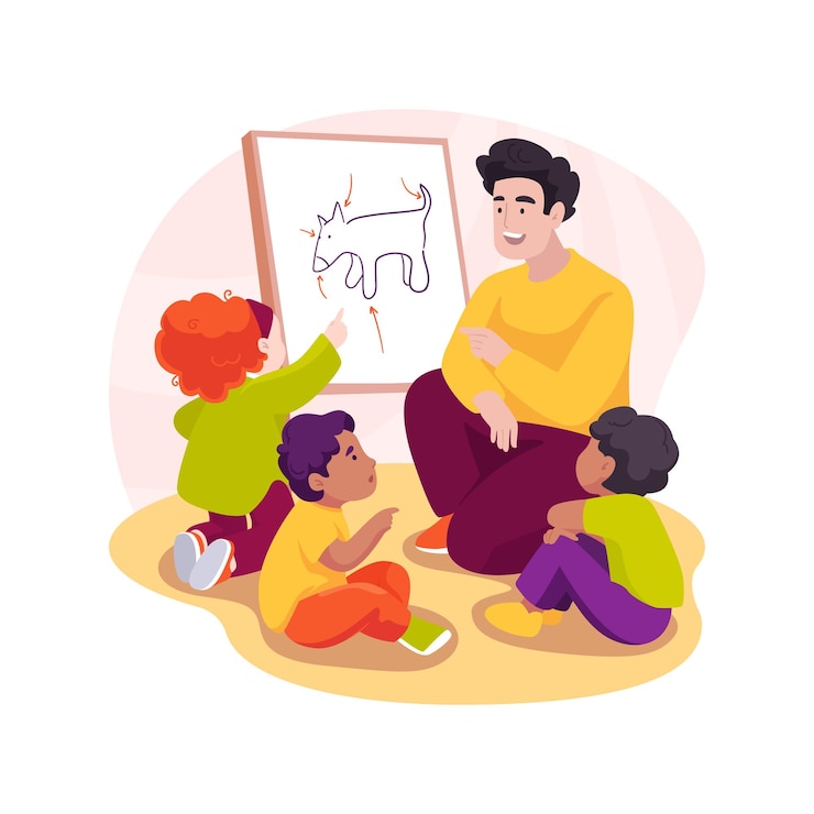 Vector listening to an adult isolated cartoon vector illustration