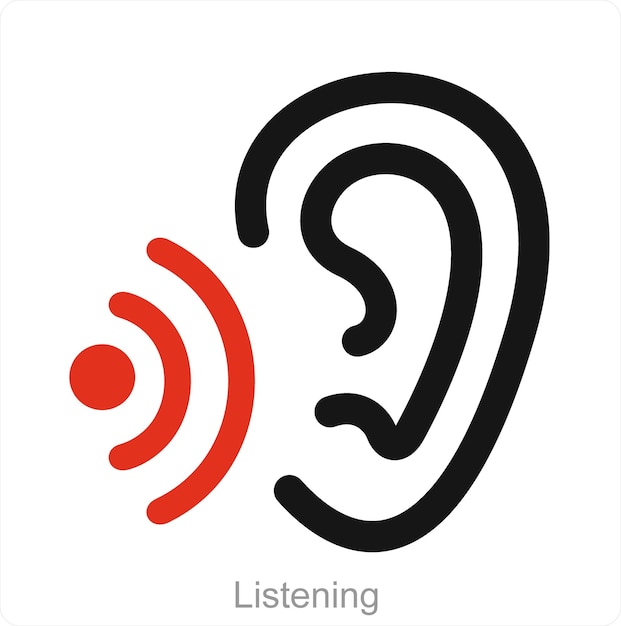 Vector listening and hear icon concept