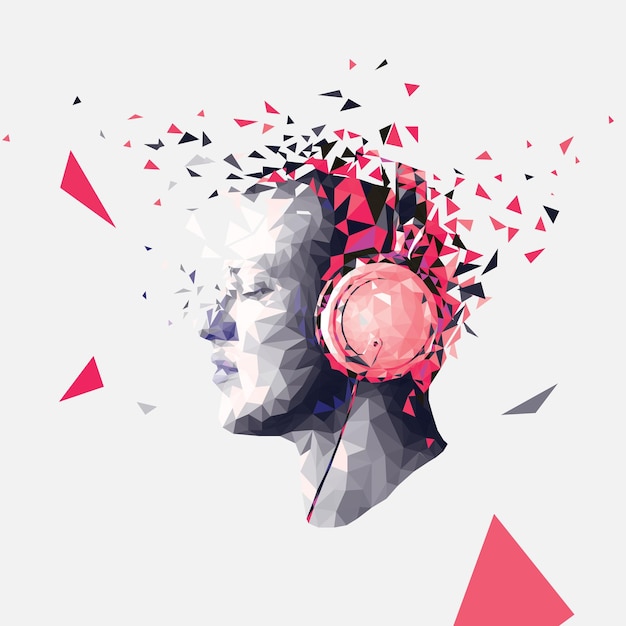 Listening music concept polygon art illustration