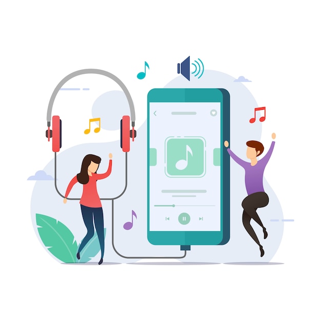 Listening music with music player application