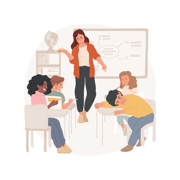 Vector not listening to a teacher isolated cartoon vector illustration