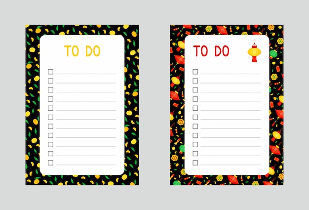 ToDoリストテンプレートセット。ちょうちんとみかん。