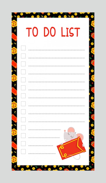 To do lists with little mouse flat vector template