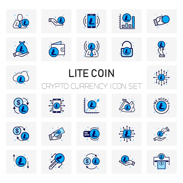 Set di icone lite moneta crypto valuta