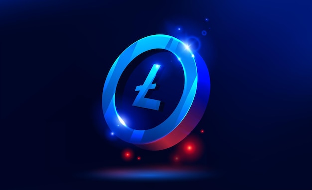 Litecoin or LTC banner web. Altcoin cryptocurrency. Blockchain technology. Vector illustartion.