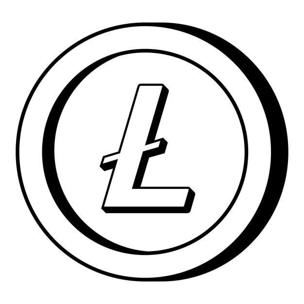 Vettore moneta di contorno litecoin