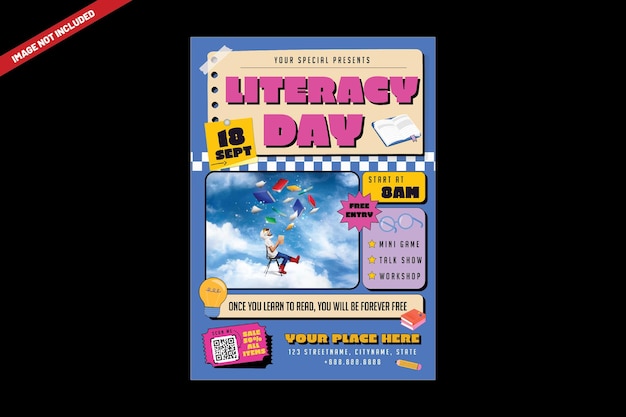 Vector literacy day flyer