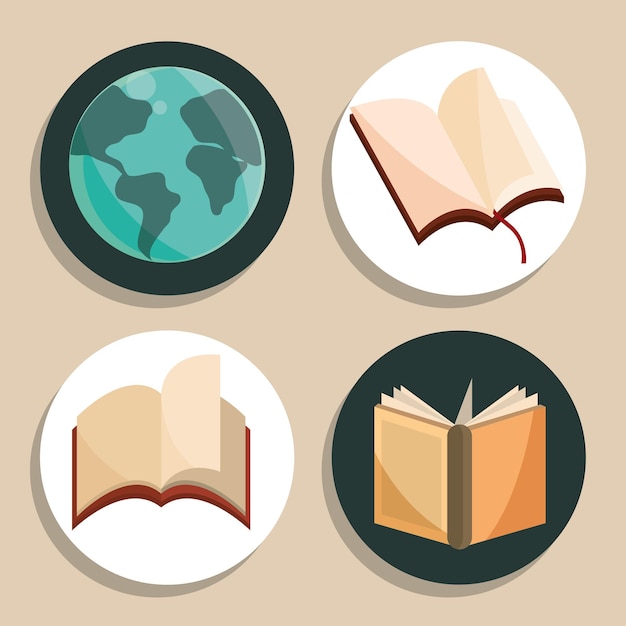 Literacy day icon set