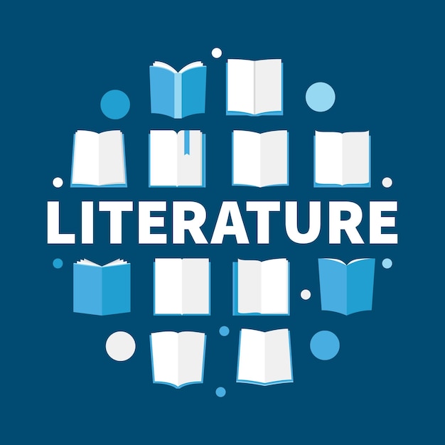 Literature vector round concept illustration or banner in thin line style