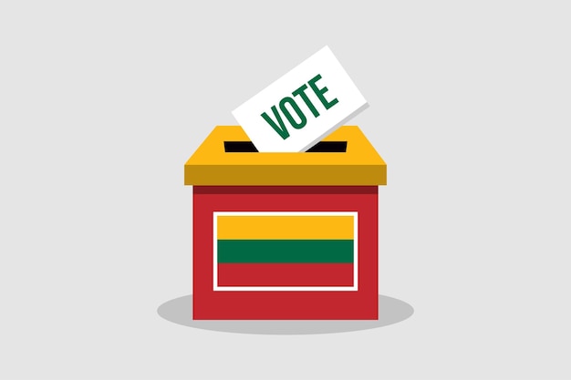 리투아니아 투표함 평평하고 미니멀한 터 일러스트레이션 개념 투표 개념 예술 선거