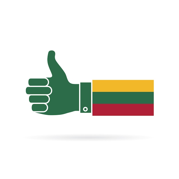 Lithuania country flag thumbs up vector icon