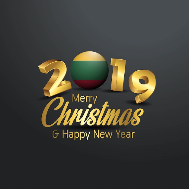 Lithuania flag 2019 merry christmas typography