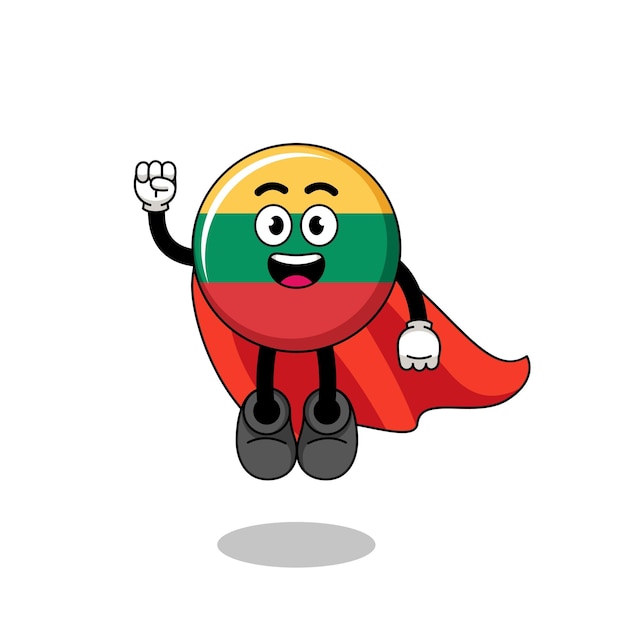 Lithuania flag cartoon with flying superhero