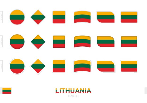 Set di bandiere della lituania, semplici bandiere della lituania con tre effetti diversi.