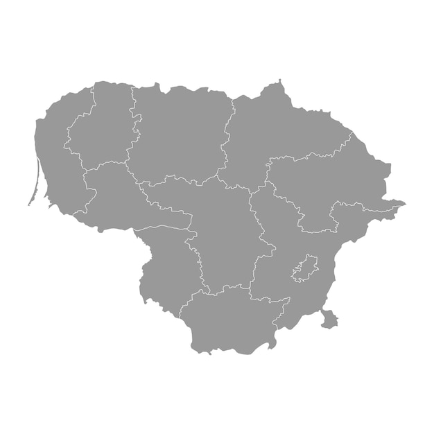 Lithuania gray map with counties Vector illustration