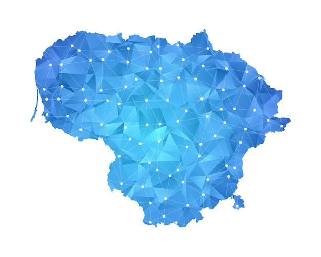 Lithuania map line dots polygonal abstract geometric.