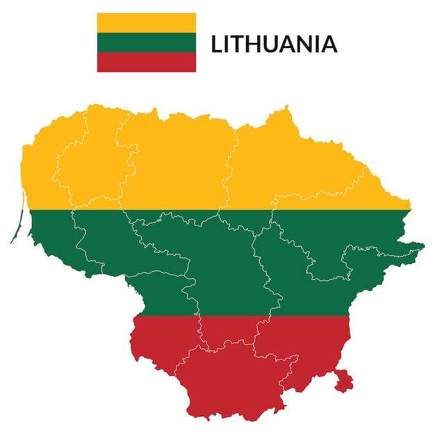 Lithuania map Map of Lithuania with Lithuania flag