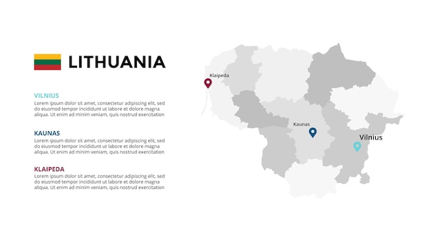 Lithuania vector map infographic template Slide presentation European country