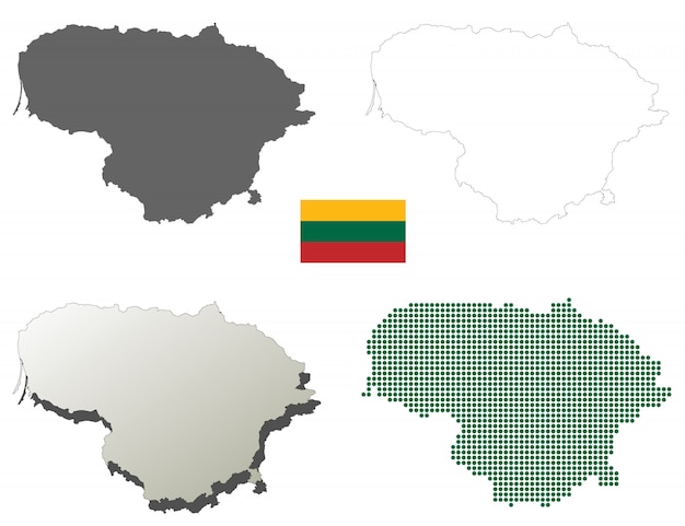 Lithuania vector outline map set