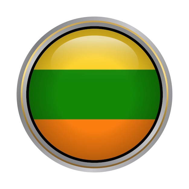 Struttura di vetro del bottone di forma del cerchio della bandiera lituana su bianco
