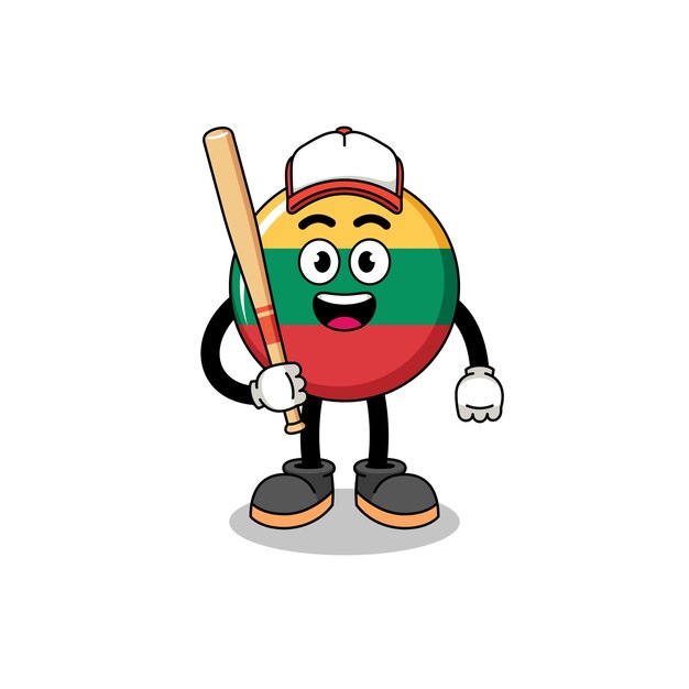 Litouwen vlag mascotte cartoon als honkbalspeler