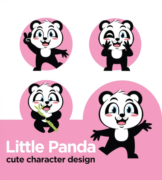 litte panda with cute character 