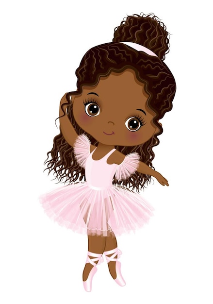 Vector little african american ballerina dancing