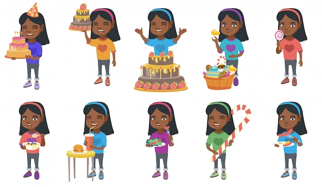 Little african girl character set