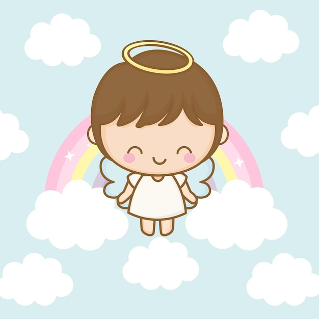 Little Angel Boy Flying in the sky