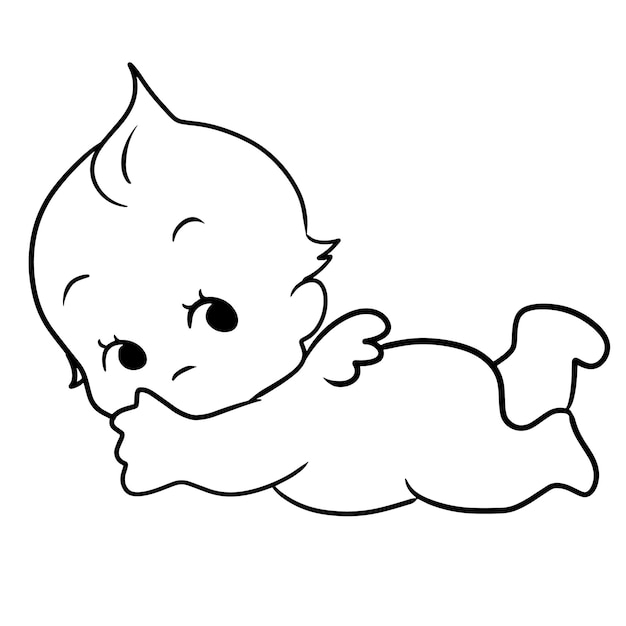 little angel cartoon doodle kawaii anime coloring page cute illustration drawing character chibi