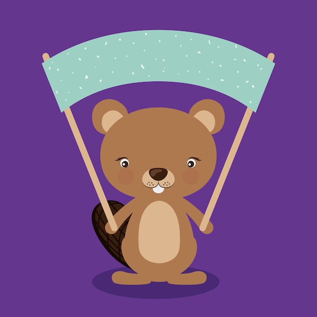 Vector little animal concept about cute beaver design