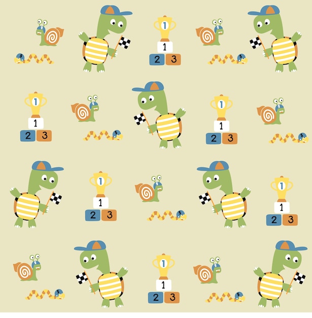 Little animals sport on vector cartoon pattern