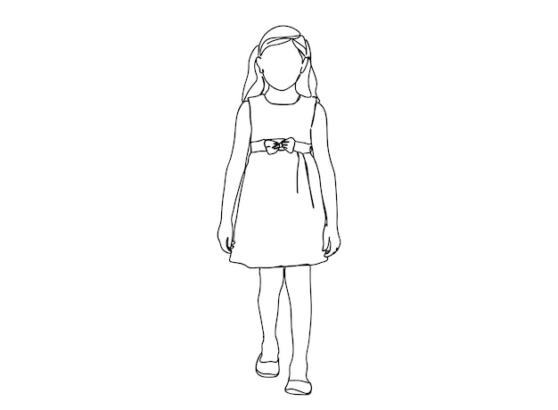 Little, Baby Girl single-line art tekening gaat door met lijn vectorillustratie