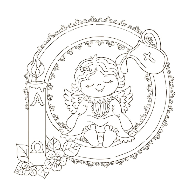 Vector a little baby goin through a catholic baptism