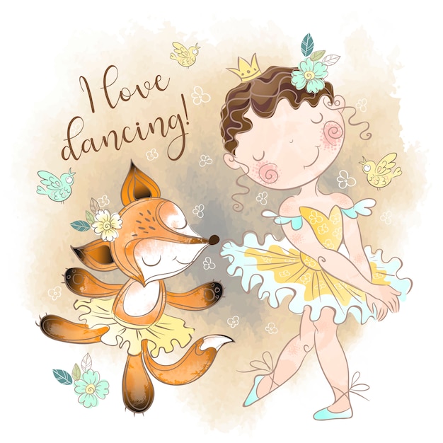 Piccola ballerina che balla con una ballerina fox. amo ballare.