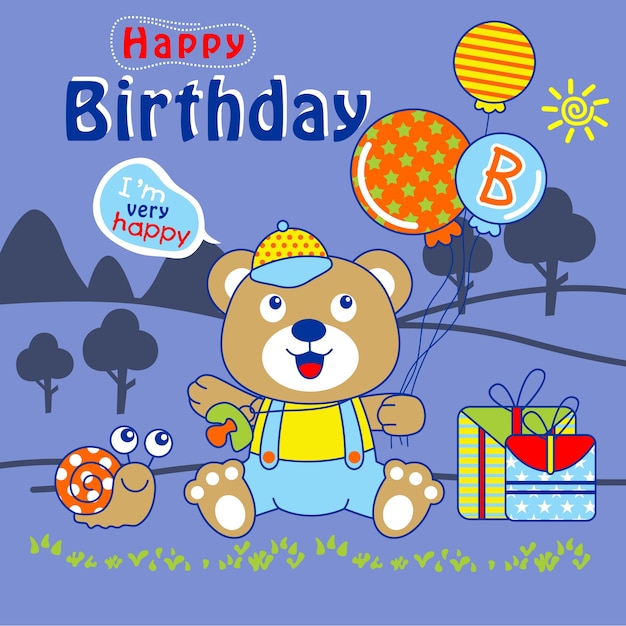 Vector little bear birthday